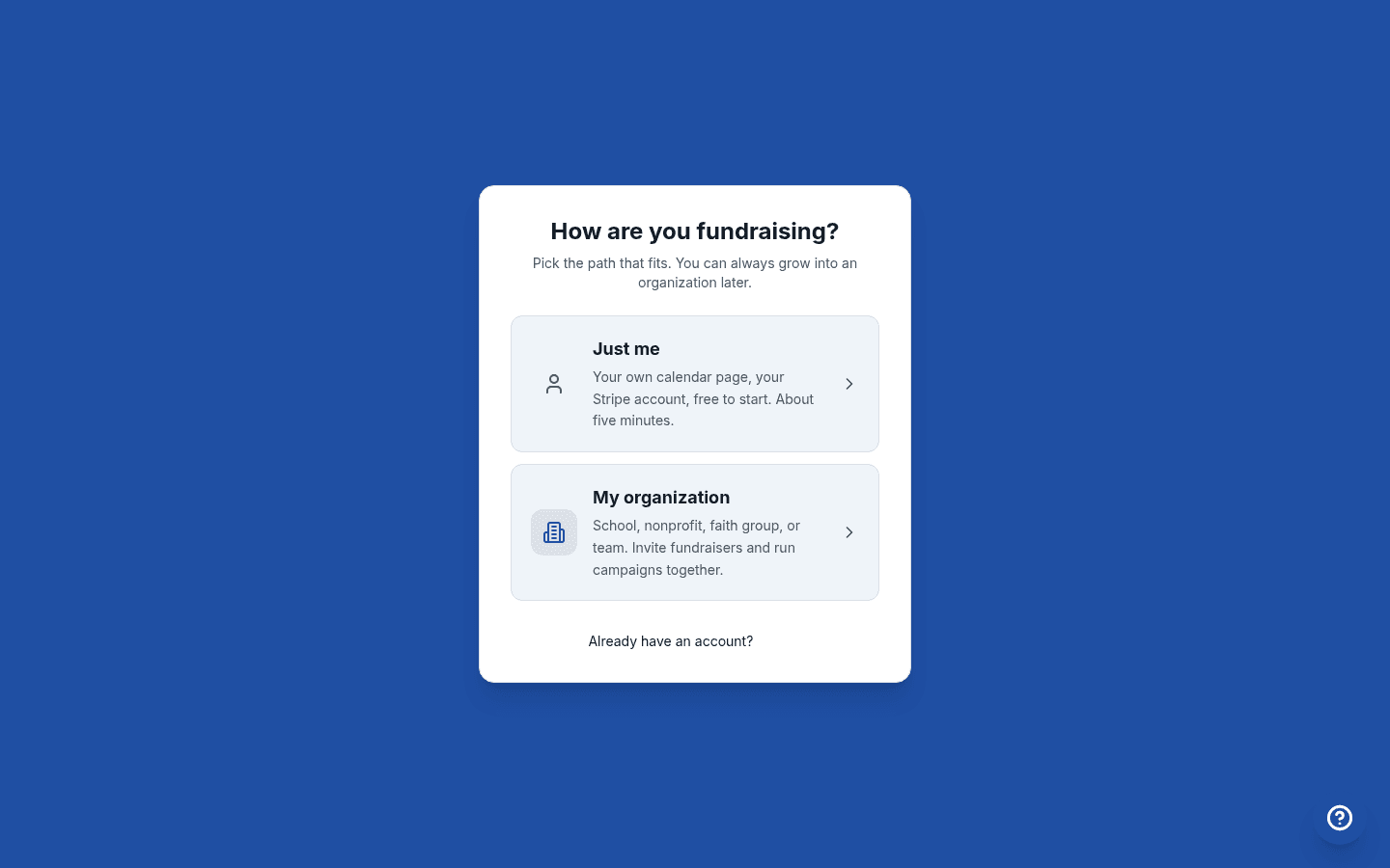 Personal fundraiser landing page