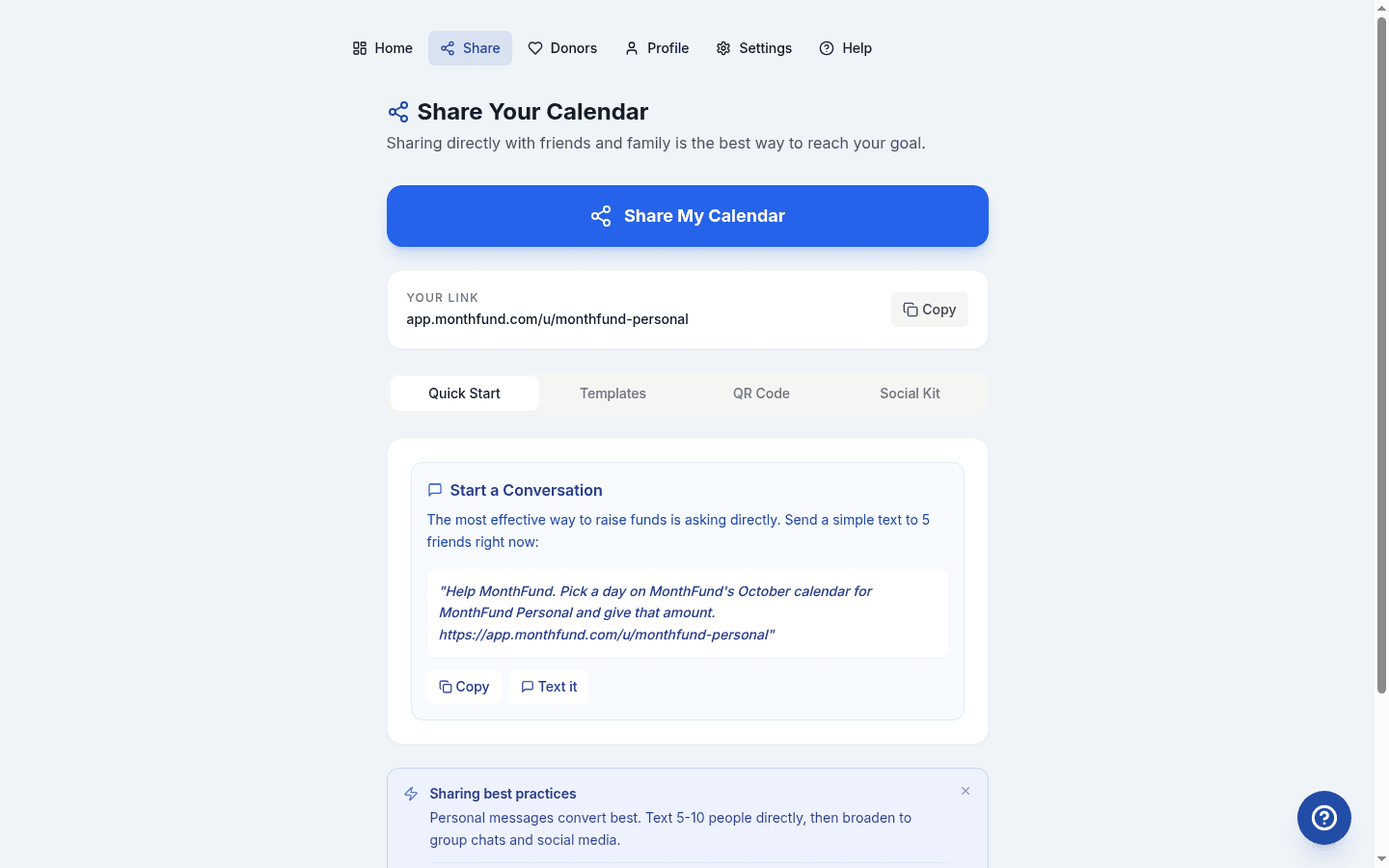 Share page with tools