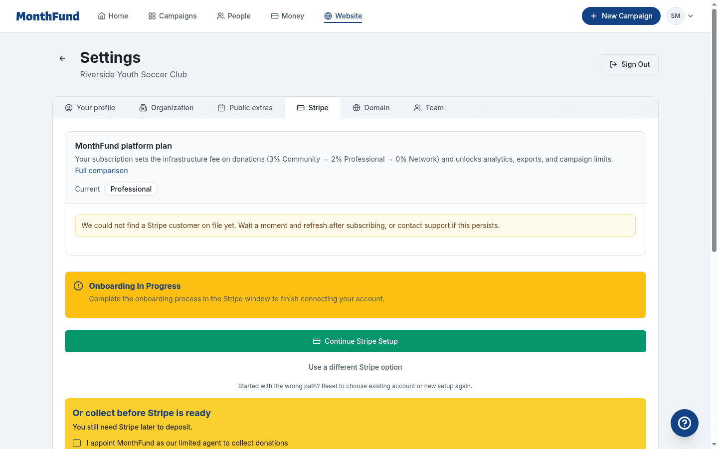 org stripe step 04 connected status