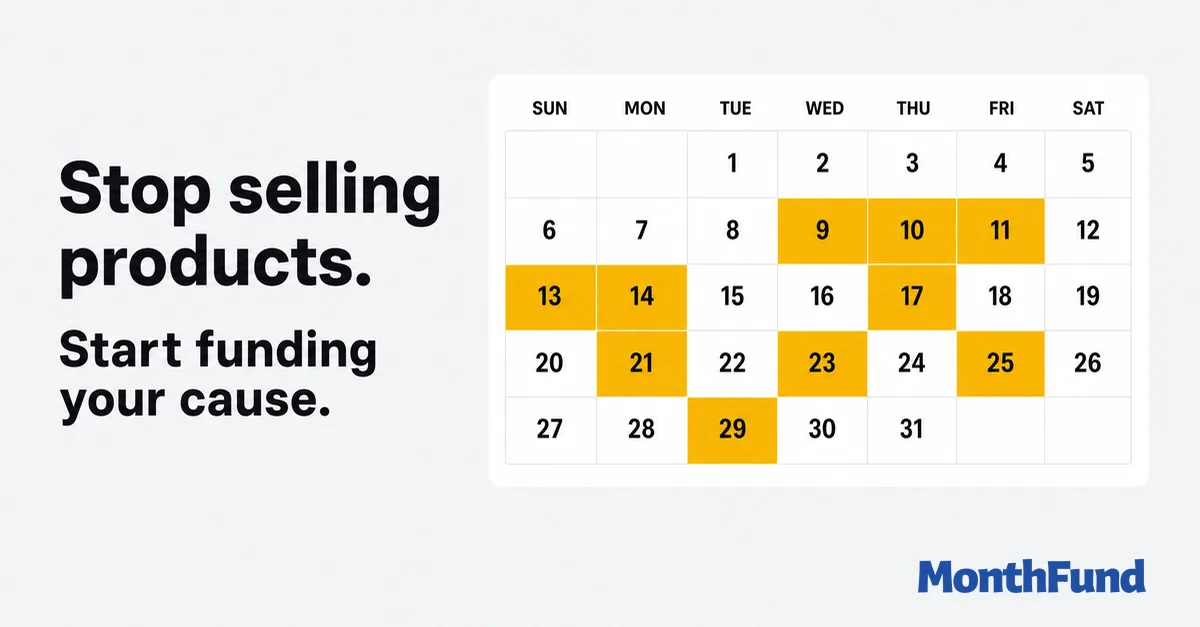 Calendar fundraiser template: the grid, the pricing, and the messaging, ready to copy